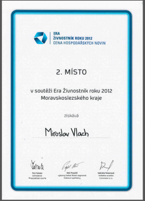 Ocenn 2. msto ivnostnk roku 2012 Moravskoslezskho kraje